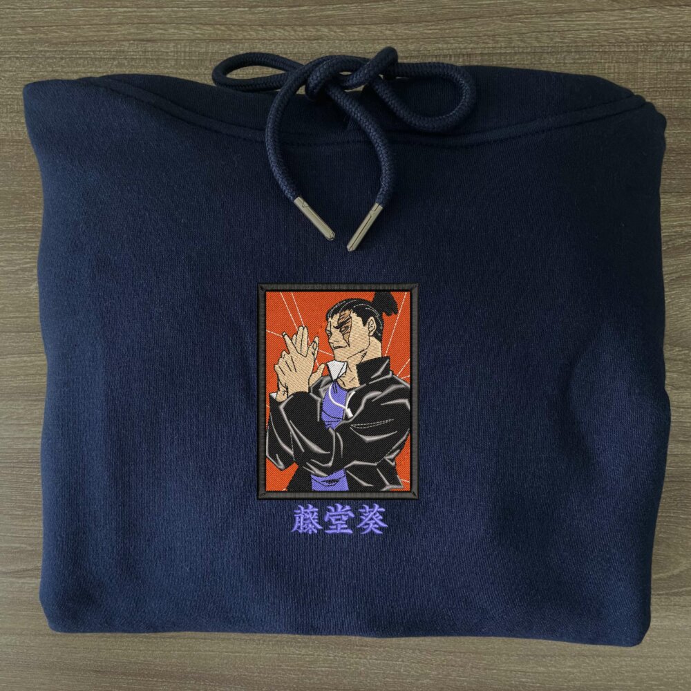 Todo Aoi Art Embroidered Hoodie Navy (1)