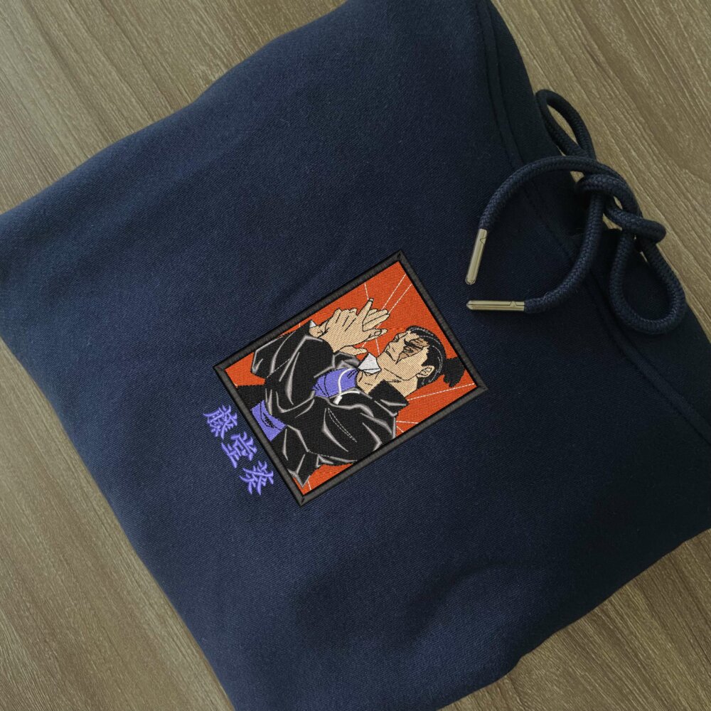 Todo Aoi Art Embroidered Hoodie Navy (3)