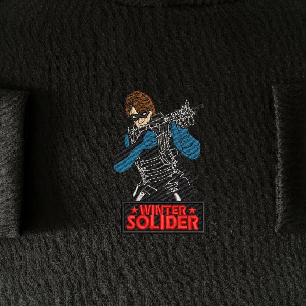 Winter Soldier Art Embroidered Hoodie Black (1)