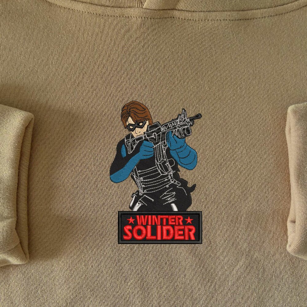 Winter Soldier Art Embroidered Hoodie Sand (1)