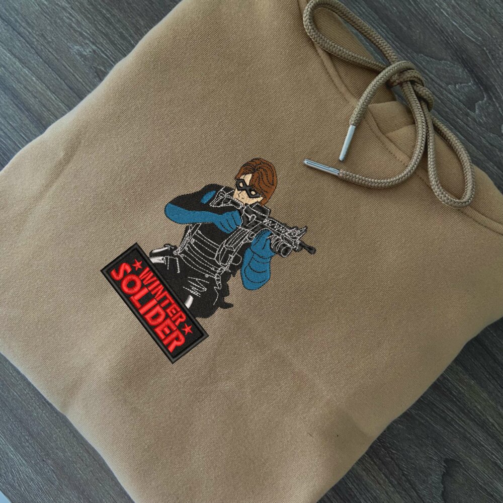 Winter Soldier Art Embroidered Hoodie Sand (2)