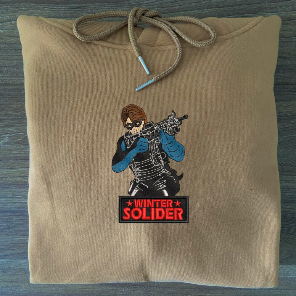 Winter Soldier Art Embroidered Hoodie Sand (3)