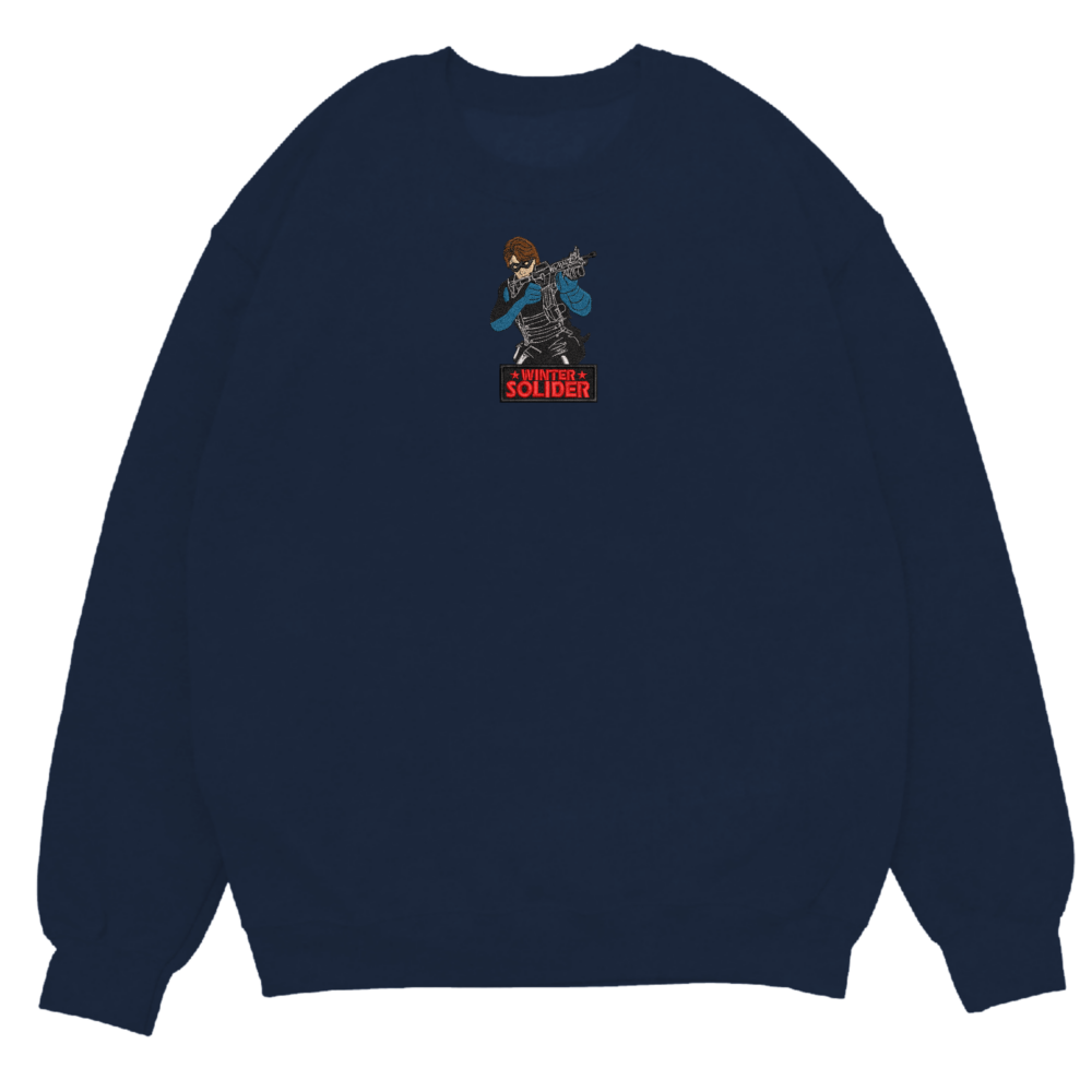 Winter Soldier Art Embroidered Sweatshirt Navy