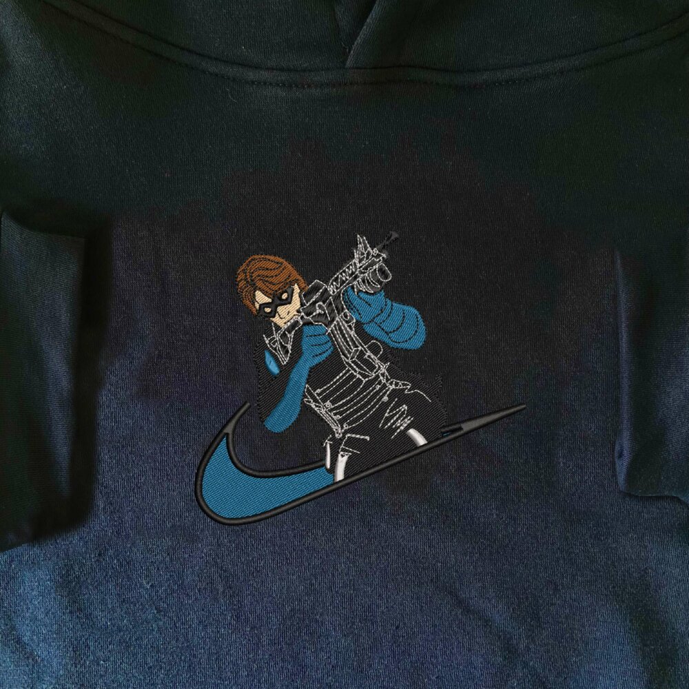 Winter Soldier Embroidered Hoodie Navy (1)