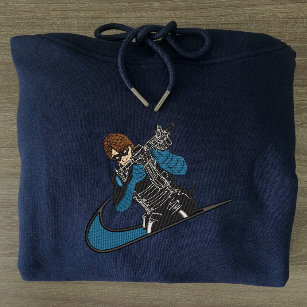 Winter Soldier Embroidered Hoodie Navy (3)