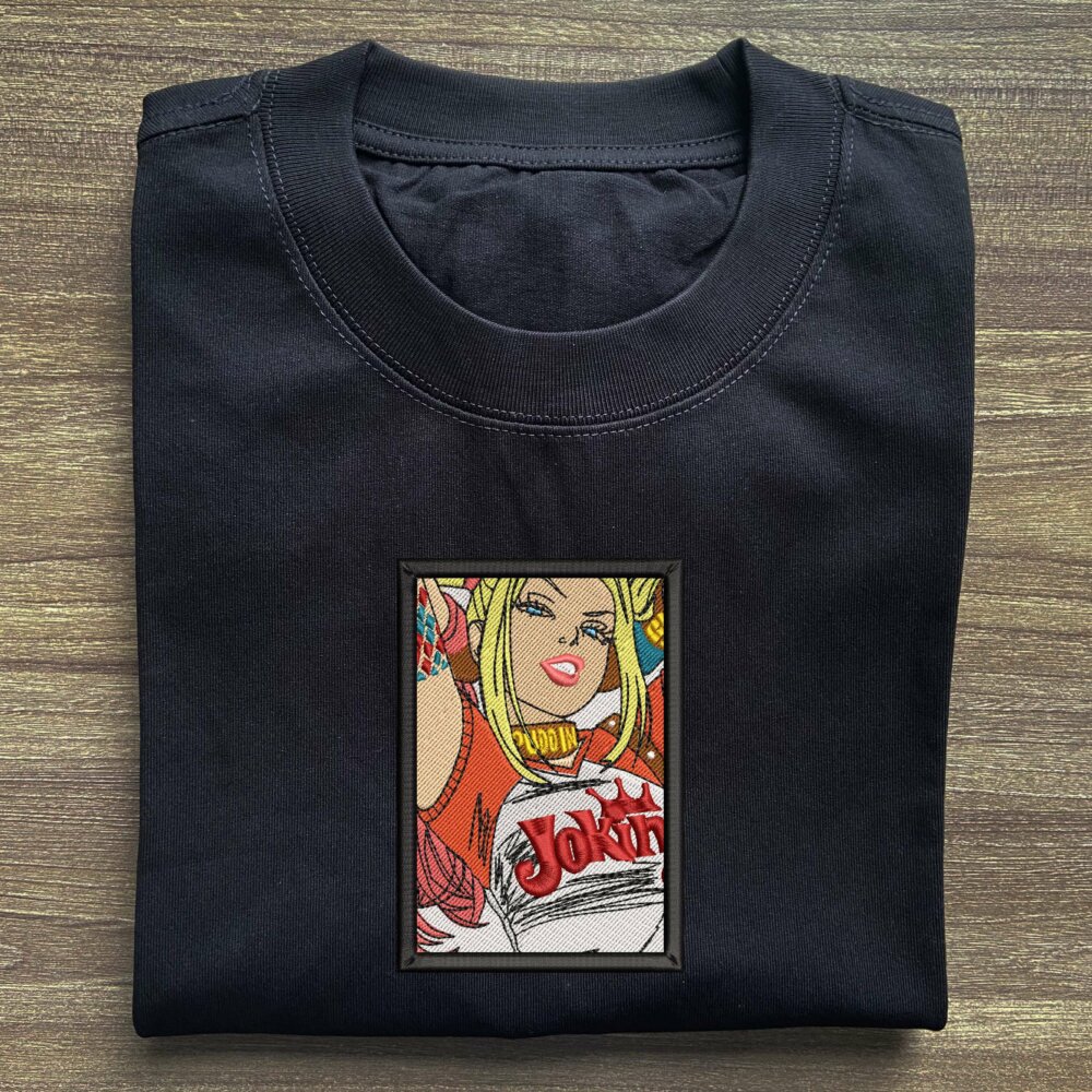 Harley Quinn Embroidered Black T shirt (2)