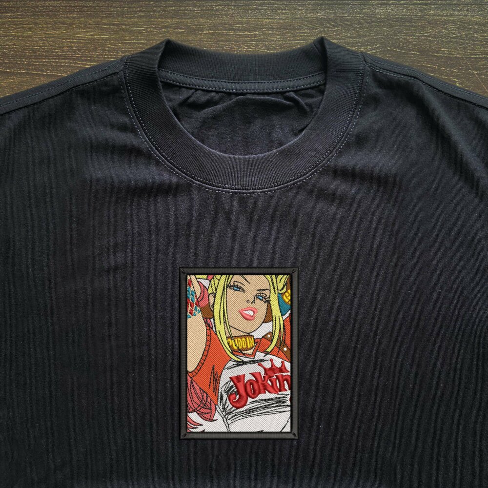 Harley Quinn Embroidered Black T shirt (3)