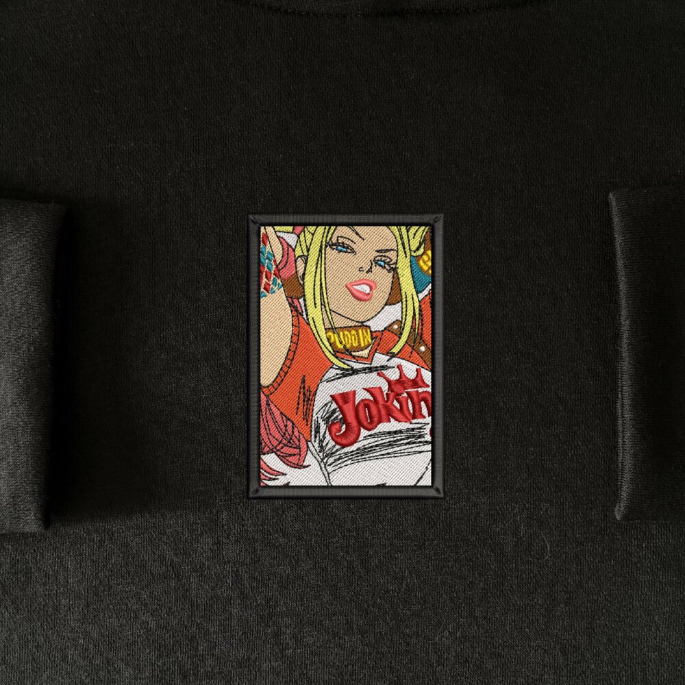 Harley Quinn Embroidered Hoodie Black (1)