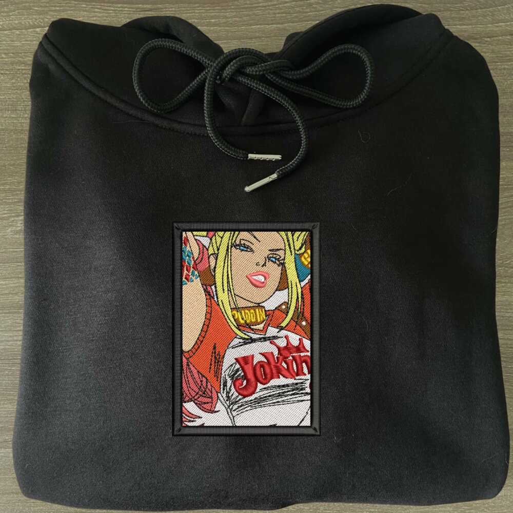 Harley Quinn Embroidered Hoodie Black (3)