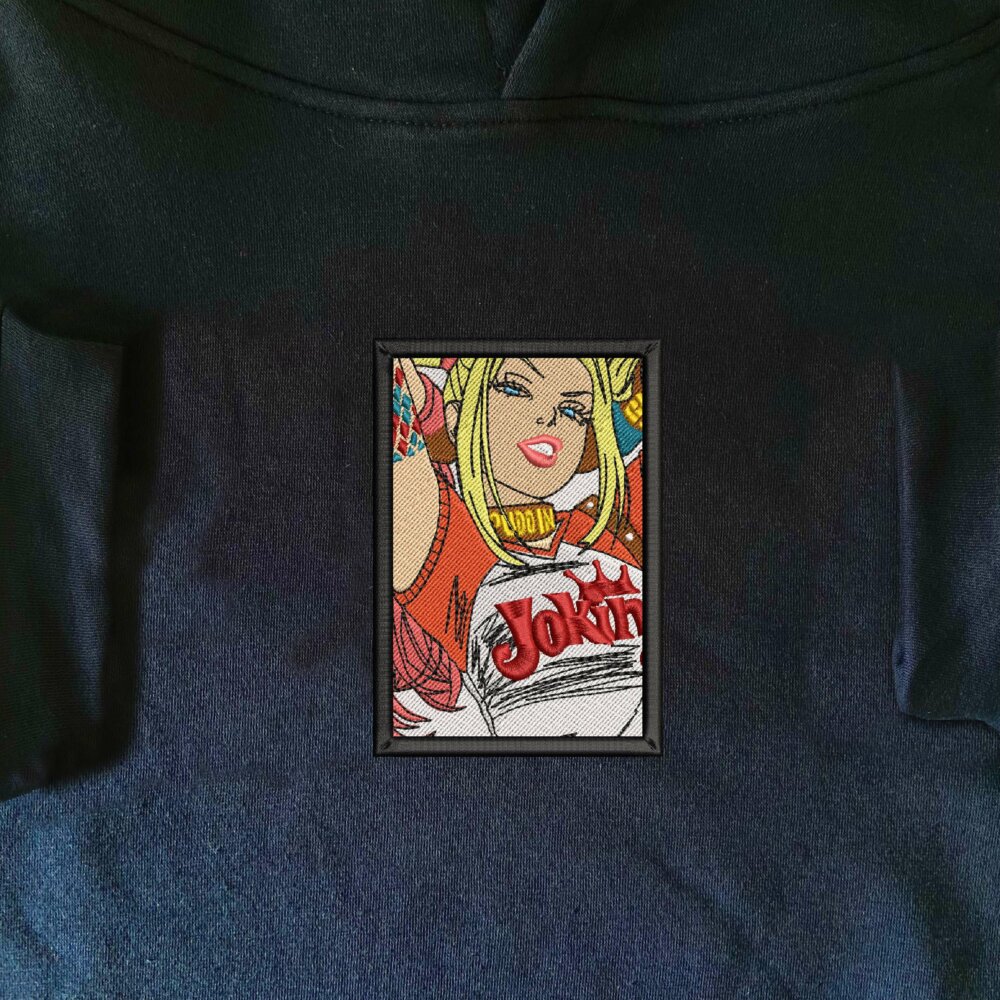 Harley Quinn Embroidered Hoodie Navy (1)