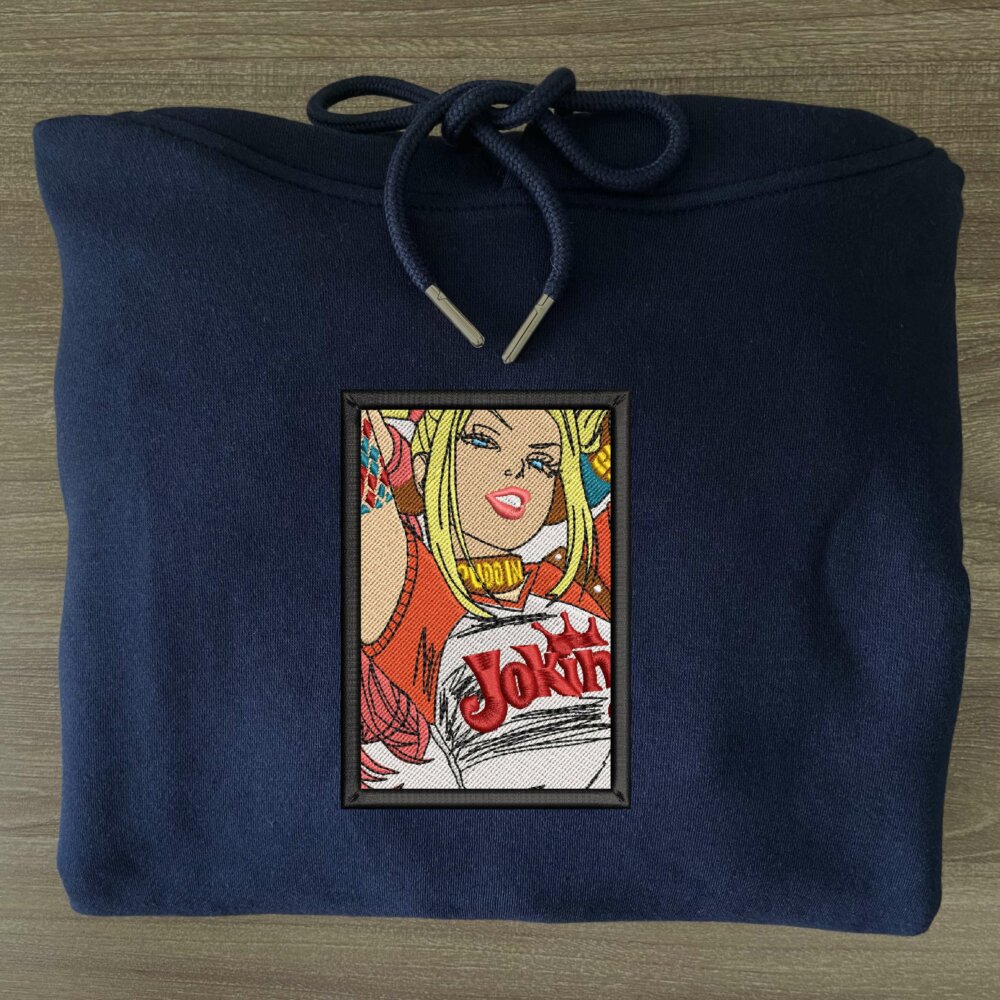 Harley Quinn Embroidered Hoodie Navy (3)