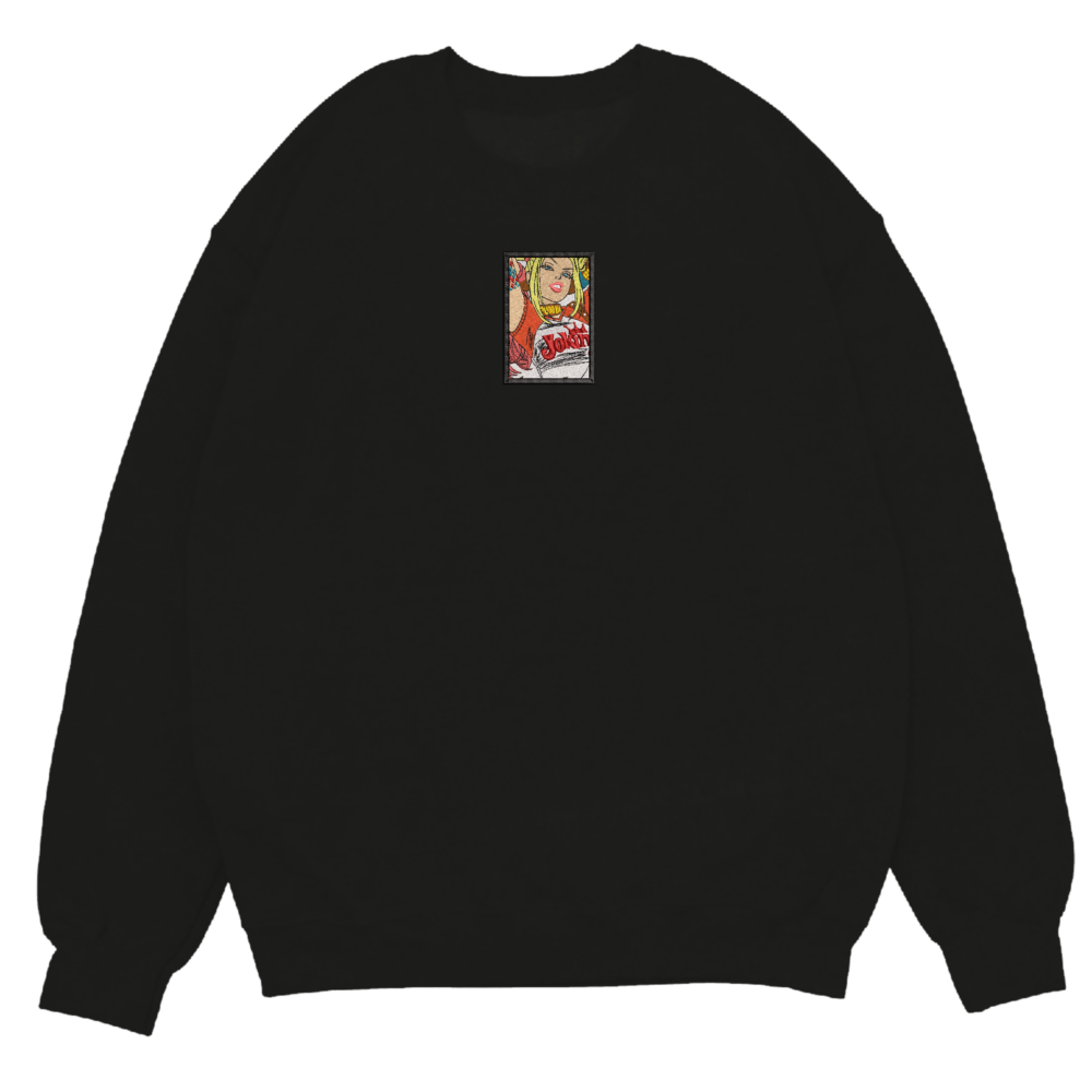 Harley Quinn Embroidered Sweatshirt Sand Black