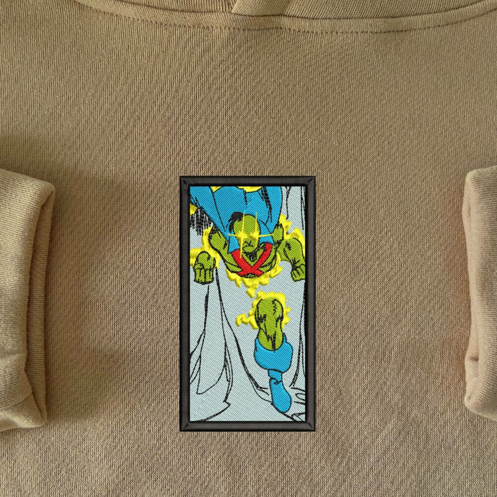 Alien Defender Embroidered Hoodie Sand (1)