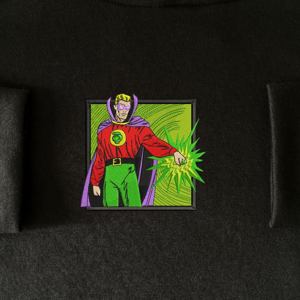 Emerald Sentinel Art Embroidered Hoodie Black (1)