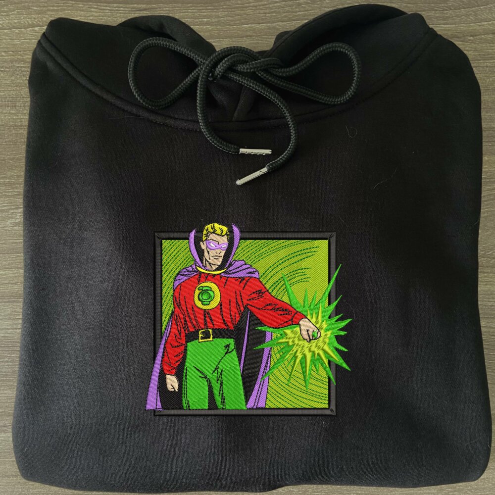 Emerald Sentinel Art Embroidered Hoodie Black (3)