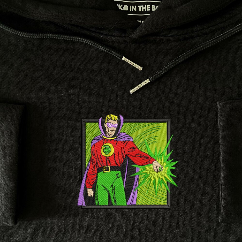 Emerald Sentinel Art Embroidered Hoodie Black (4)