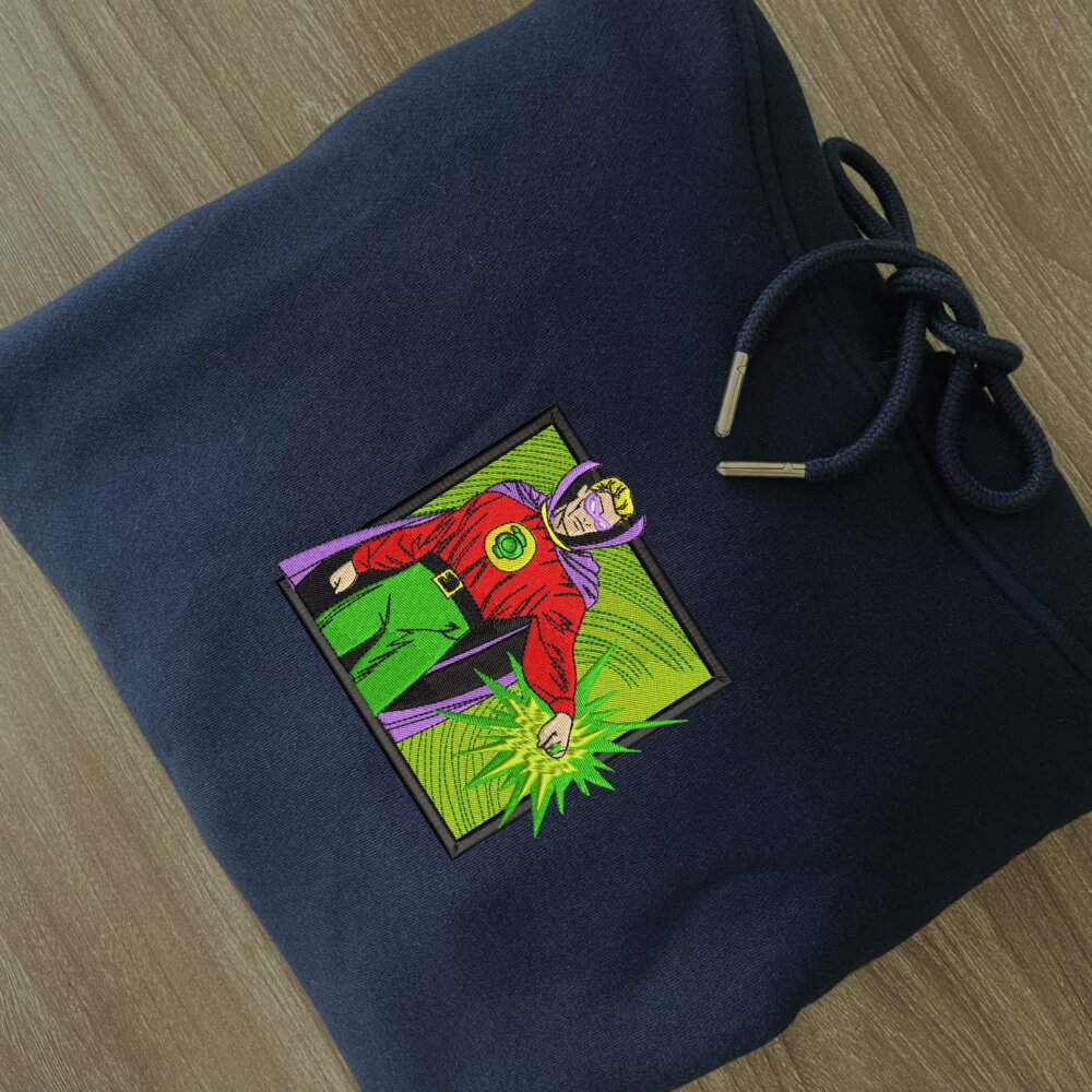 Emerald Sentinel Art Embroidered Hoodie Navy (2)