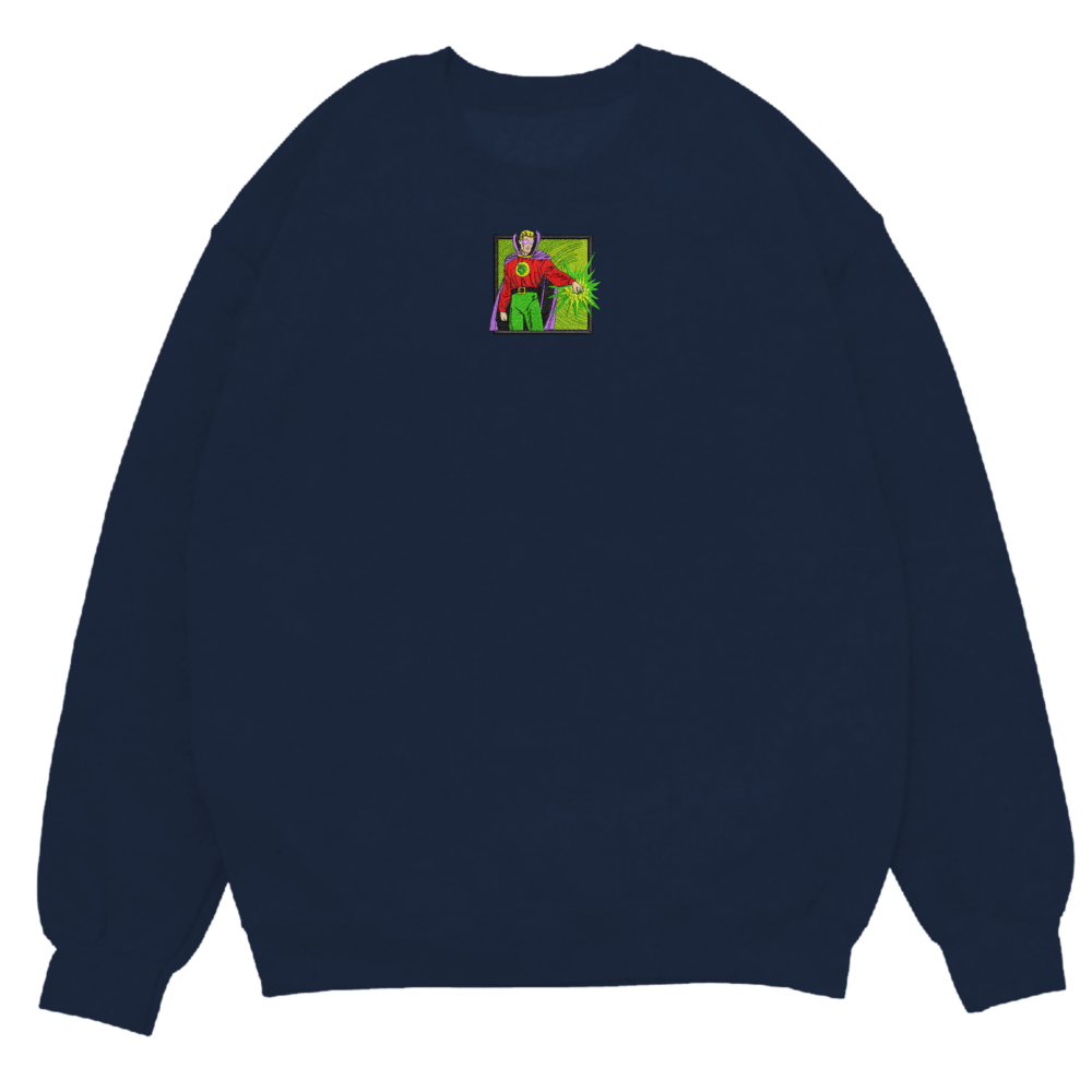 Emerald Sentinel Art Embroidered Sweatshirt Navy