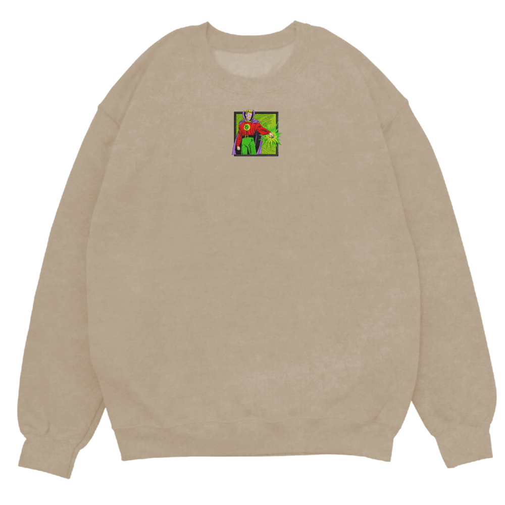 Emerald Sentinel Art Embroidered Sweatshirt Sand