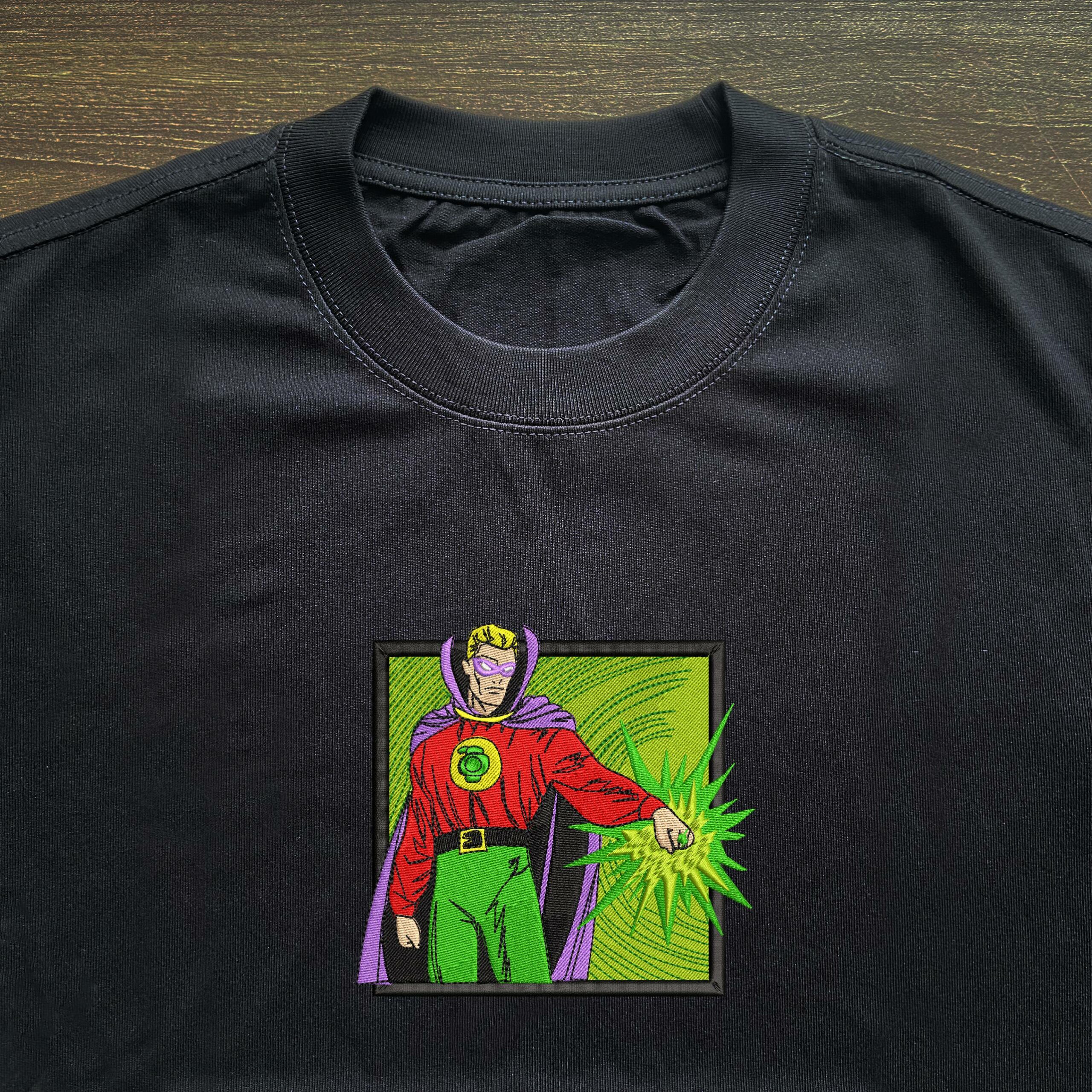 Emerald Sentinel Art Embroidered T-shirt 3 Emerald Sentinel Art Embroidered T shirt (3)