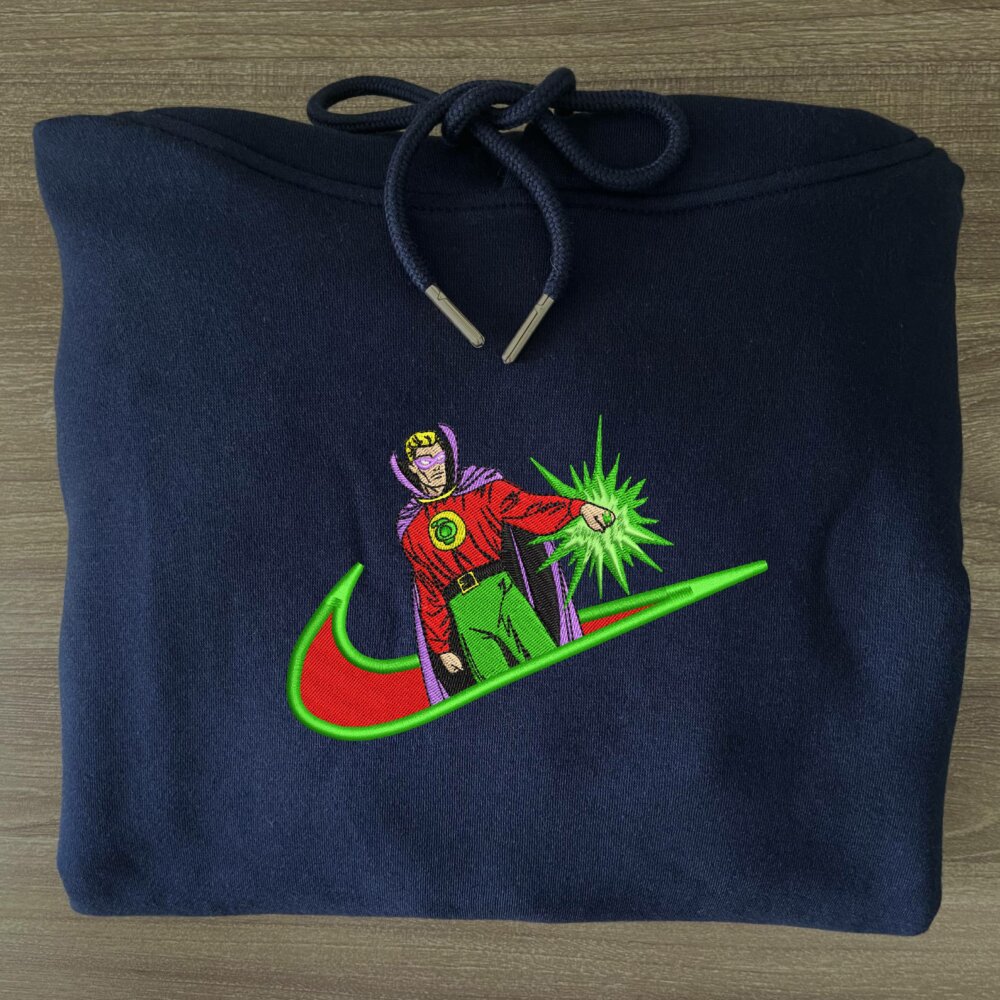 Emerald Sentinel Embroidered Hoodie Navy (1)