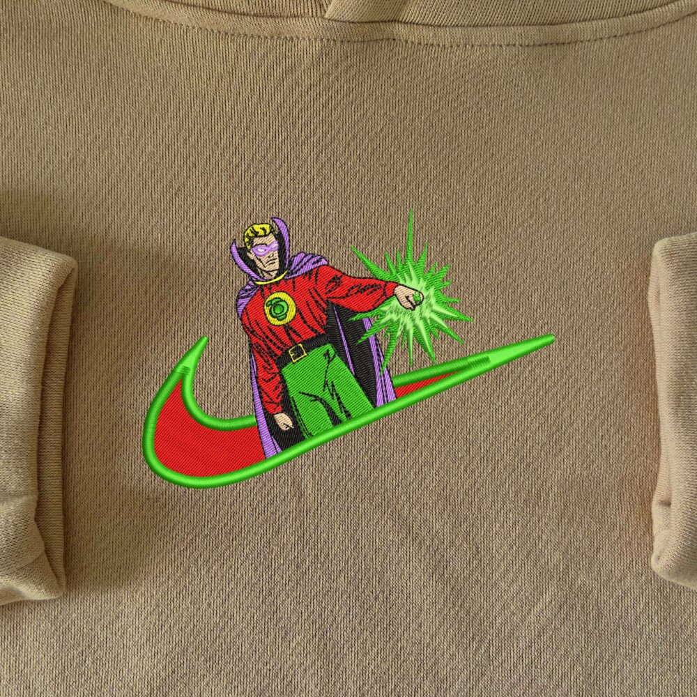 Emerald Sentinel Embroidered Hoodie Sand (1)
