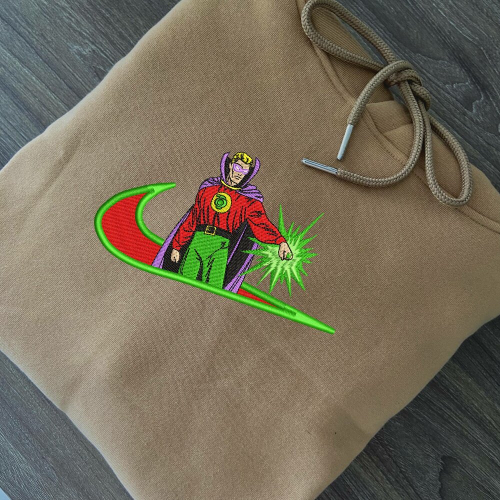 Emerald Sentinel Embroidered Hoodie Sand (2)