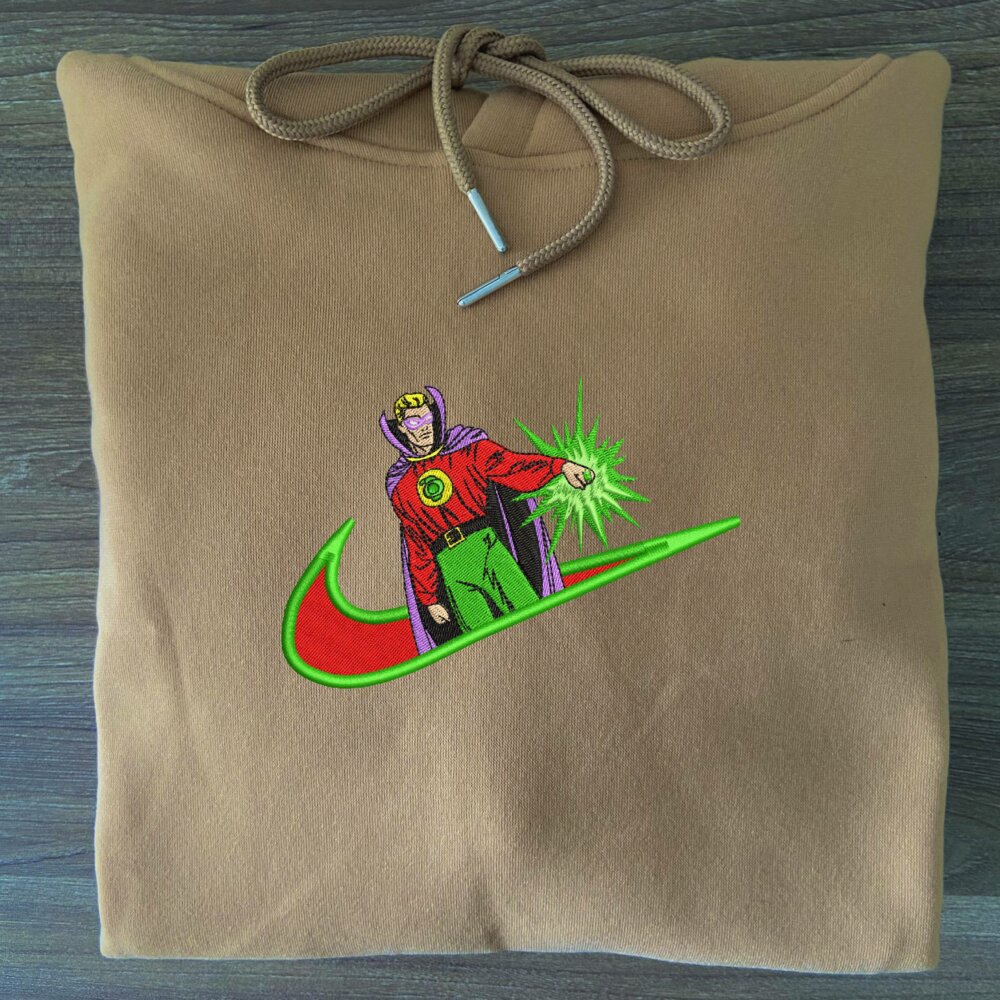 Emerald Sentinel Embroidered Hoodie Sand (3)