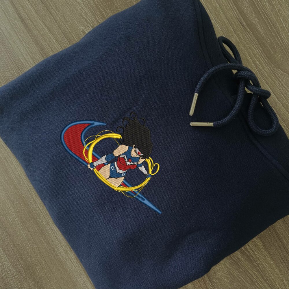 Fearless Warrior Embroidered Hoodie Navy (2)