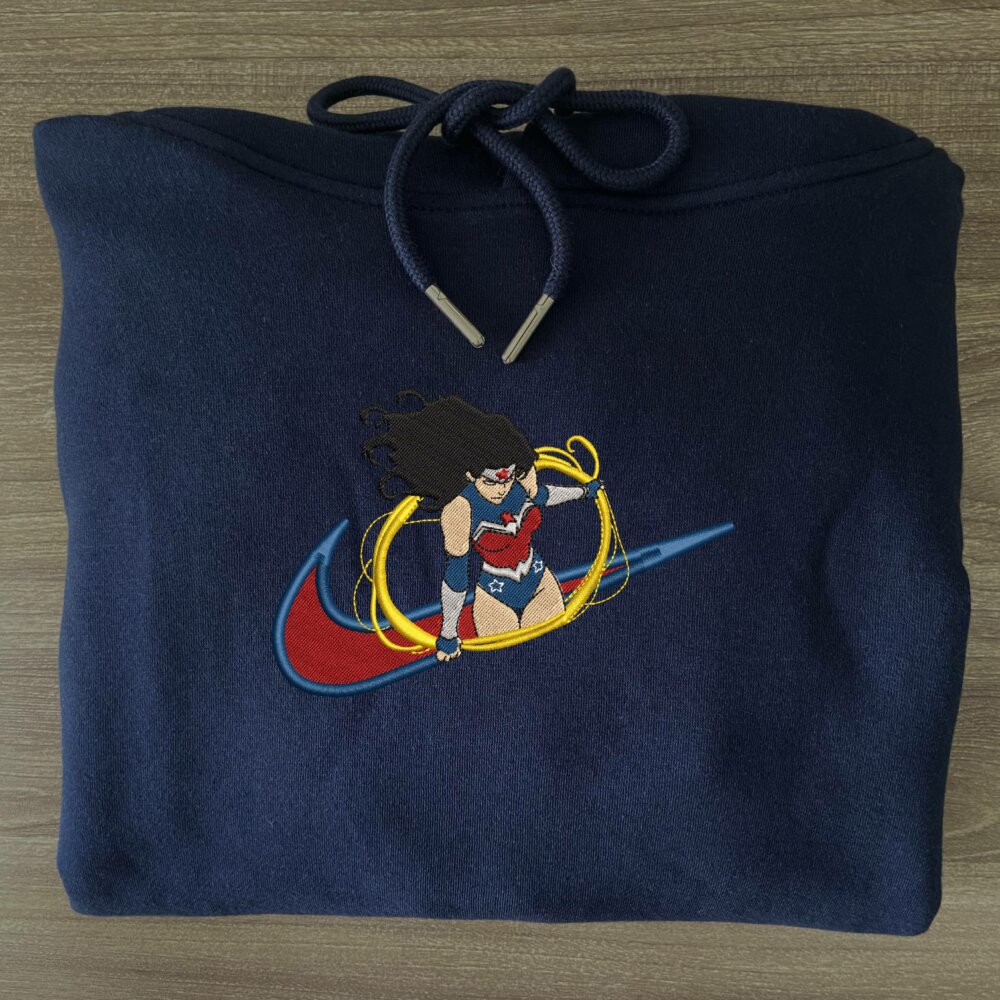 Fearless Warrior Embroidered Hoodie Navy (3)