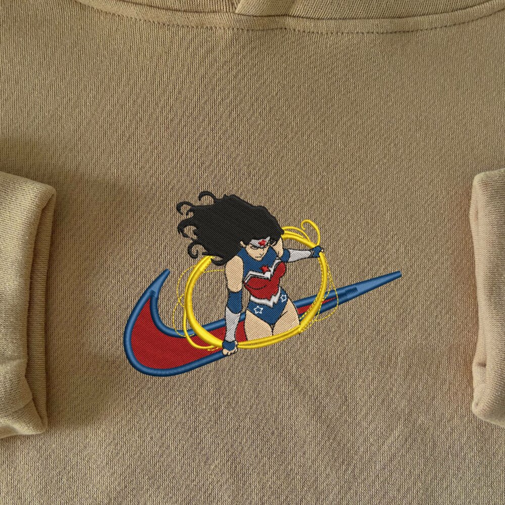 Fearless Warrior Embroidered Hoodie Sand (1)