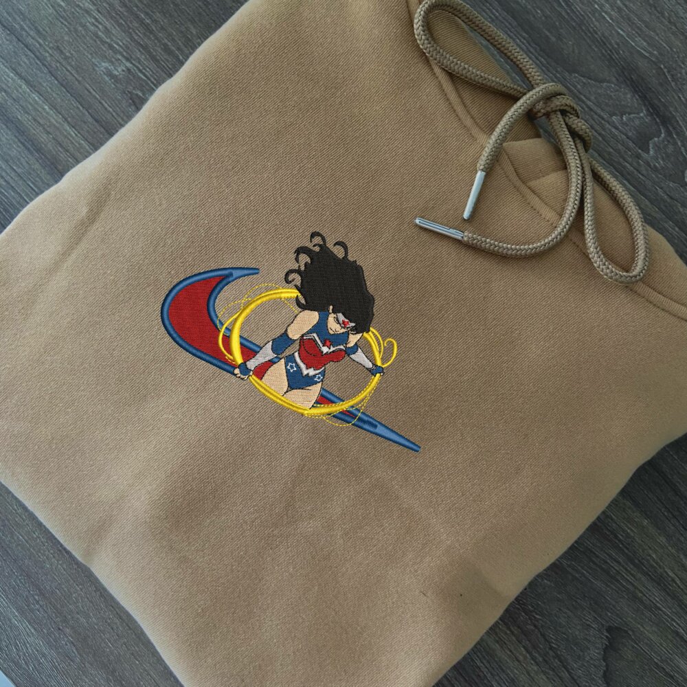 Fearless Warrior Embroidered Hoodie Sand (2)