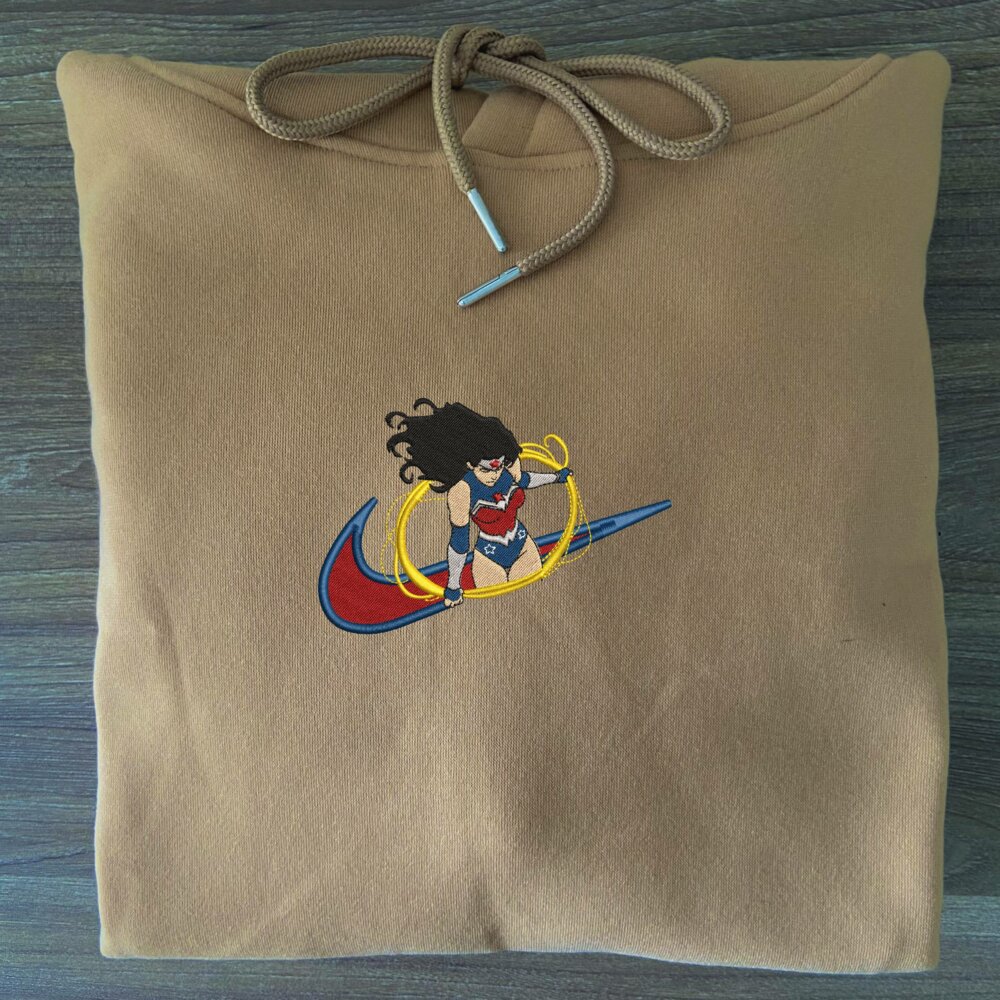 Fearless Warrior Embroidered Hoodie Sand (3)