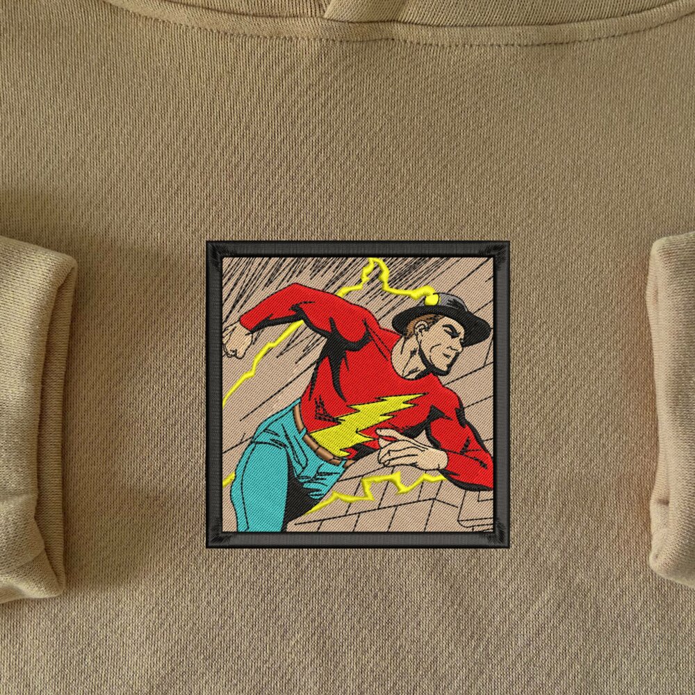 Golden Age The Flash Art Embroidered Hoodie Sand (1)