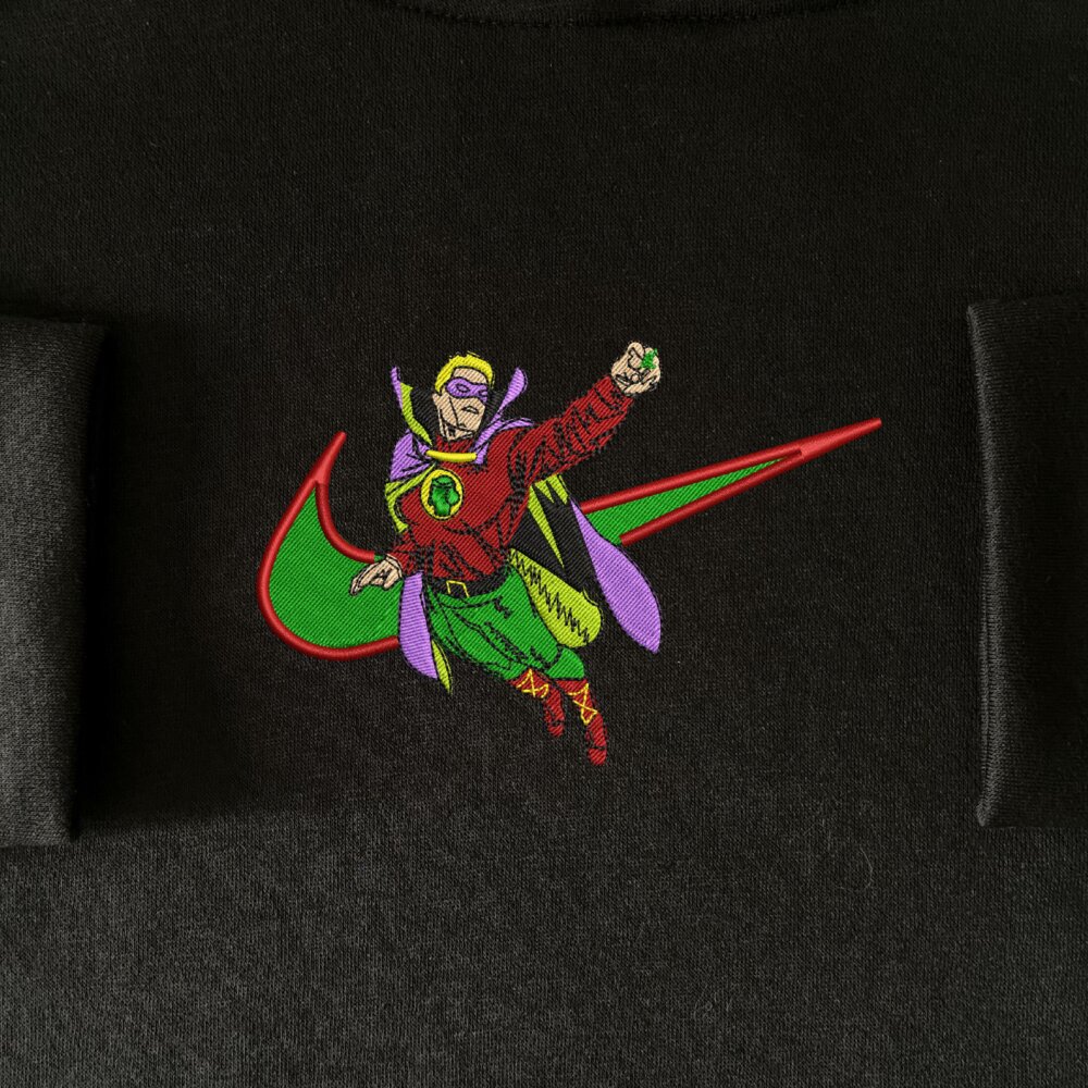 Green Sentinel Embroidered T shirt Hoodie Black (1)