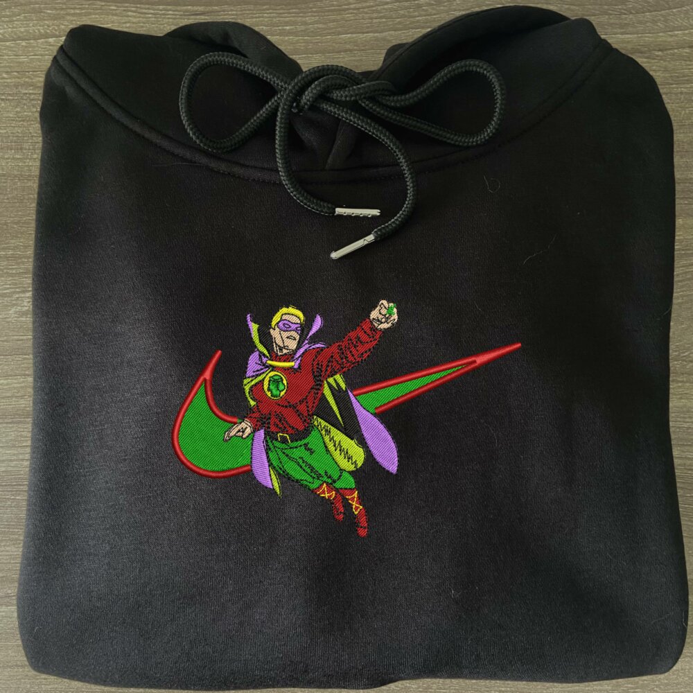 Green Sentinel Embroidered T shirt Hoodie Black (3)