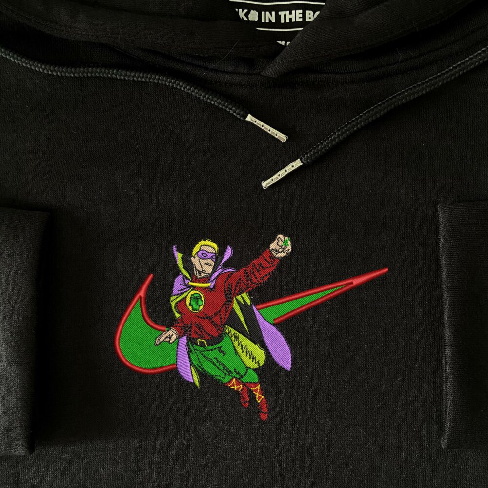 Green Sentinel Embroidered T shirt Hoodie Black (4)