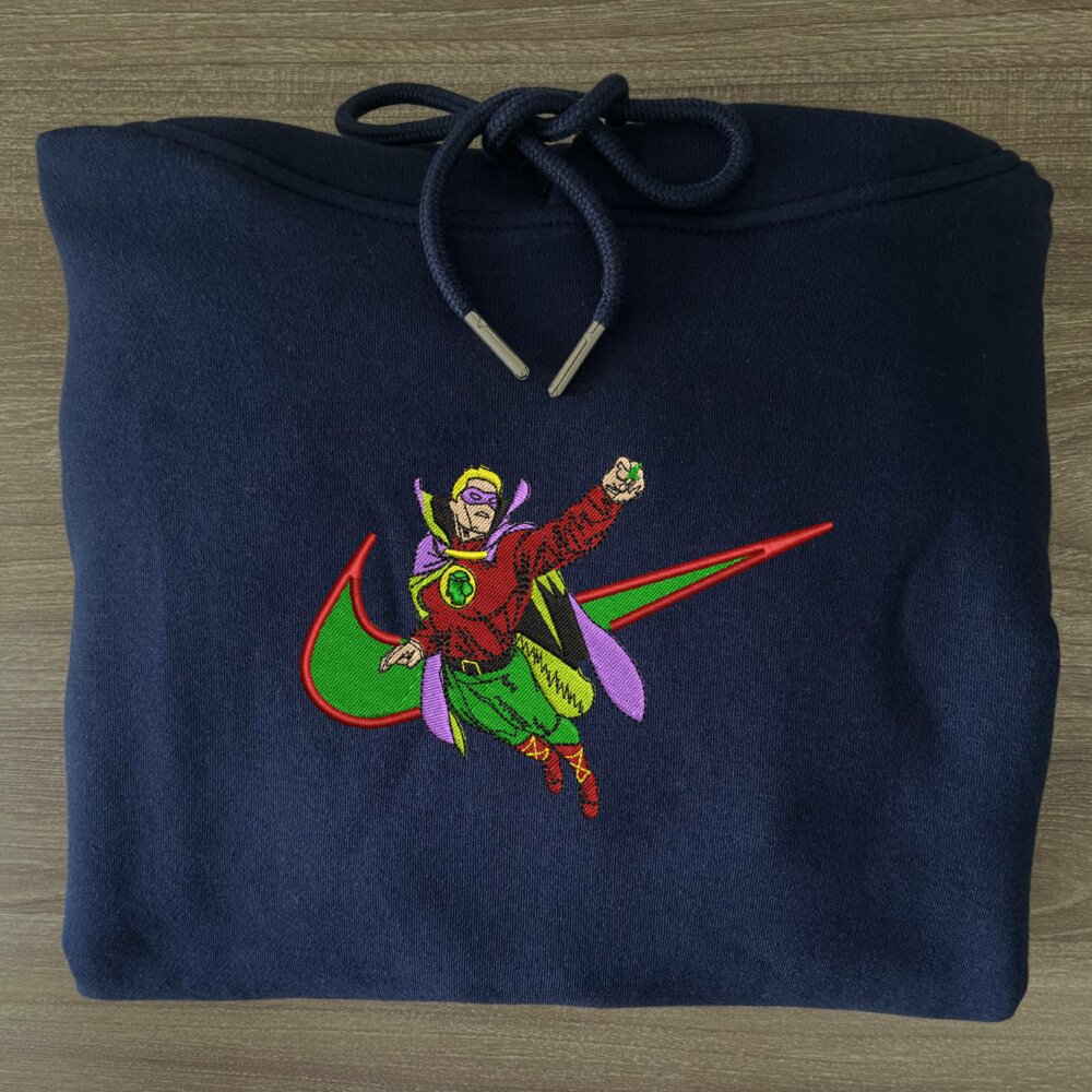 Green Sentinel Embroidered T shirt Hoodie Navy (4)