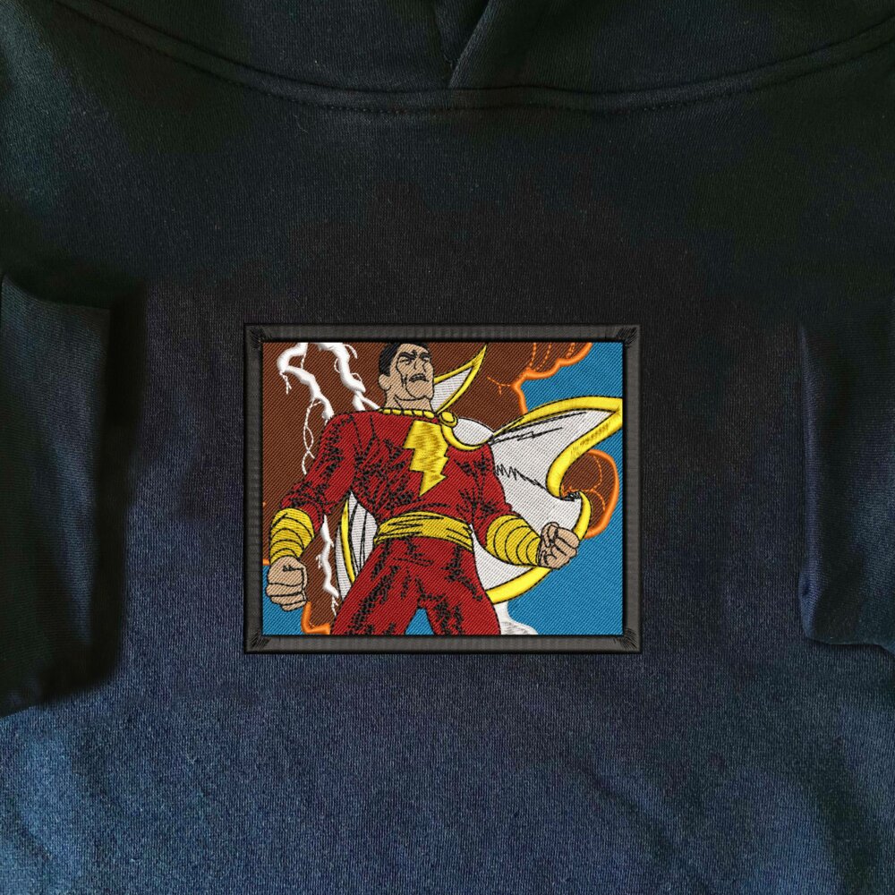 Lightning Champion Art Embroidered Hoodie Navy (1)