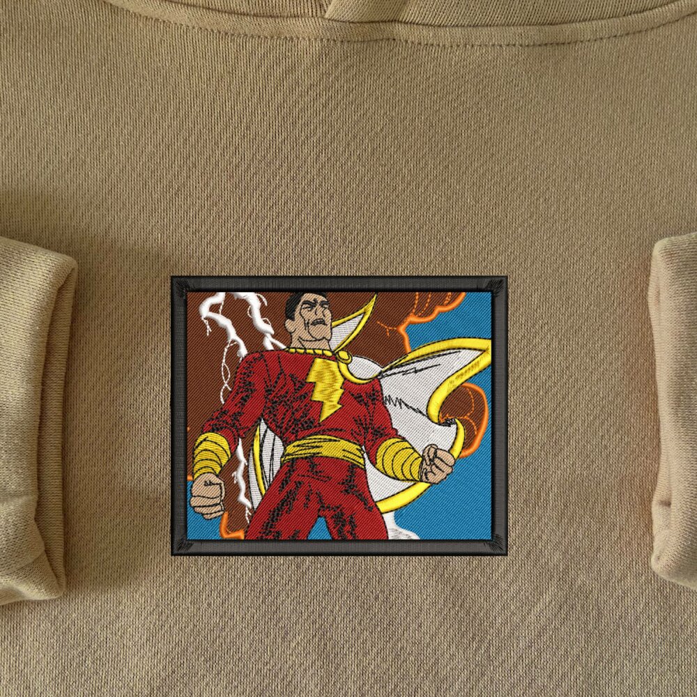 Lightning Champion Art Embroidered Hoodie Sand (1)