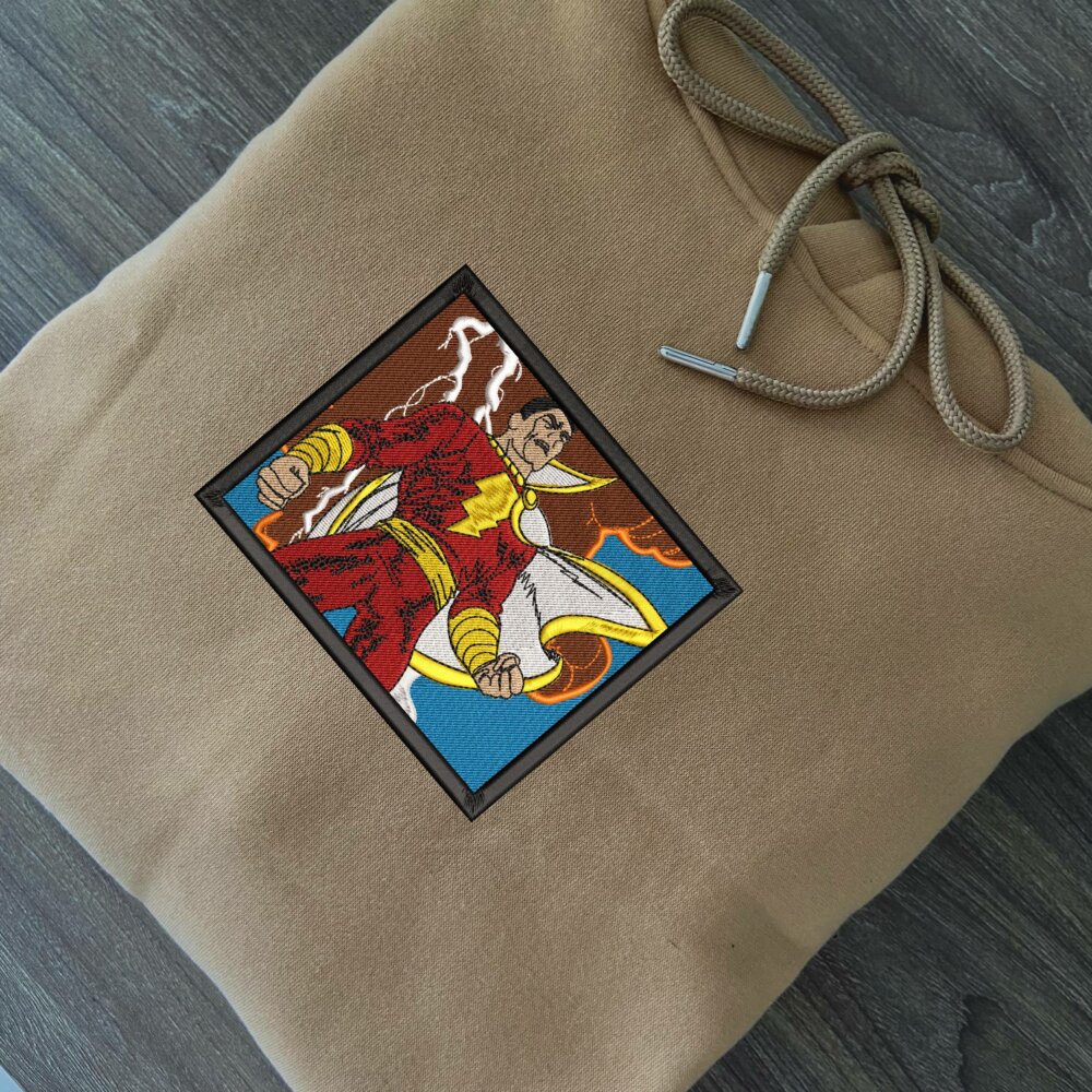 Lightning Champion Art Embroidered Hoodie Sand (2)