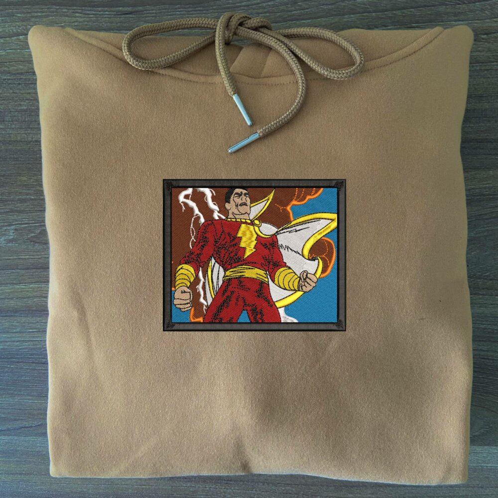 Lightning Champion Art Embroidered Hoodie Sand (3)