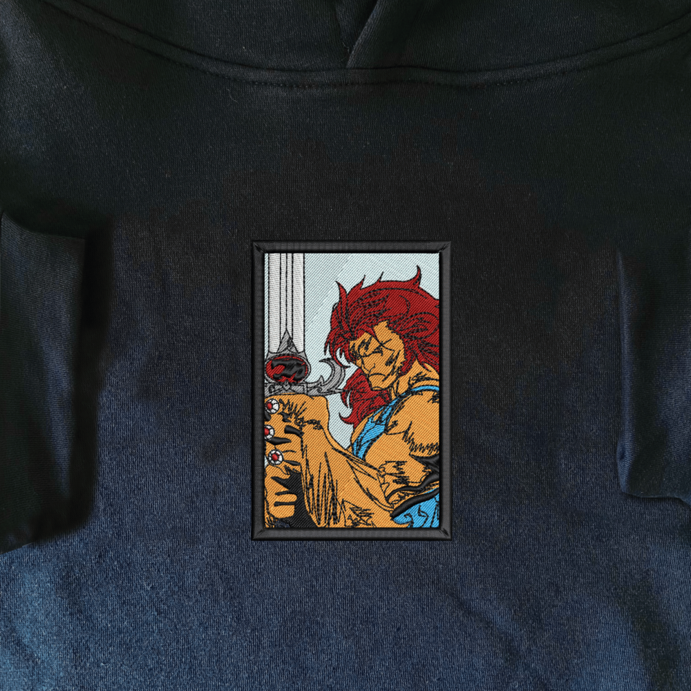 Lightning Feline Embroidered Hoodie Navy (1)