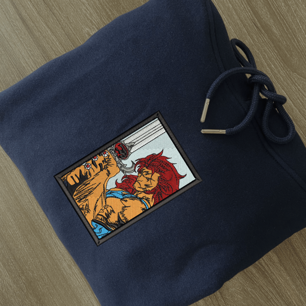 Lightning Feline Embroidered Hoodie Navy (2)