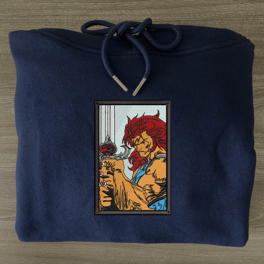 Lightning Feline Embroidered Hoodie Navy (3)
