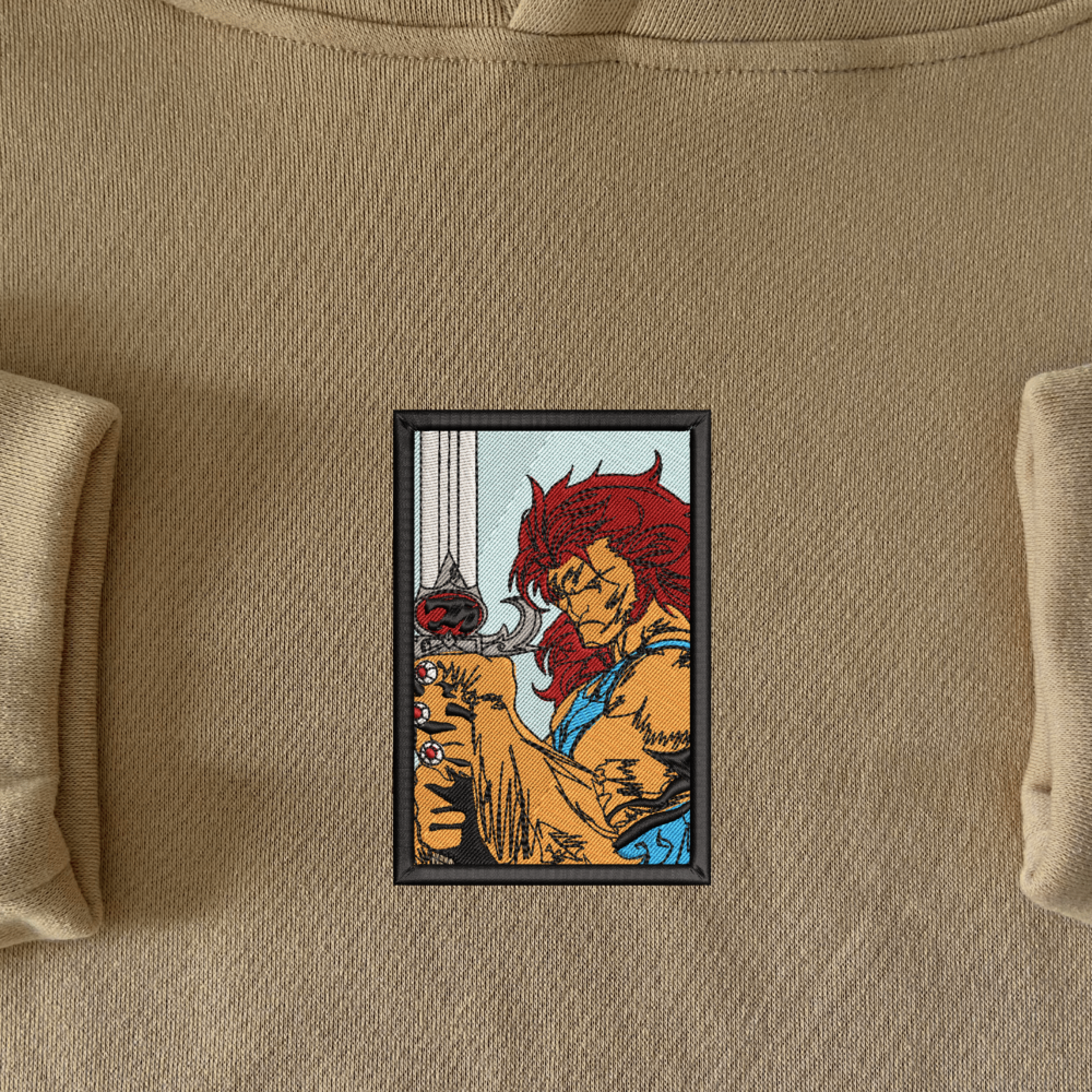 Lightning Feline Embroidered Hoodie Sand (1)