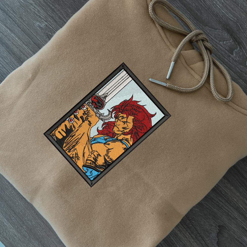 Lightning Feline Embroidered Hoodie Sand (2)