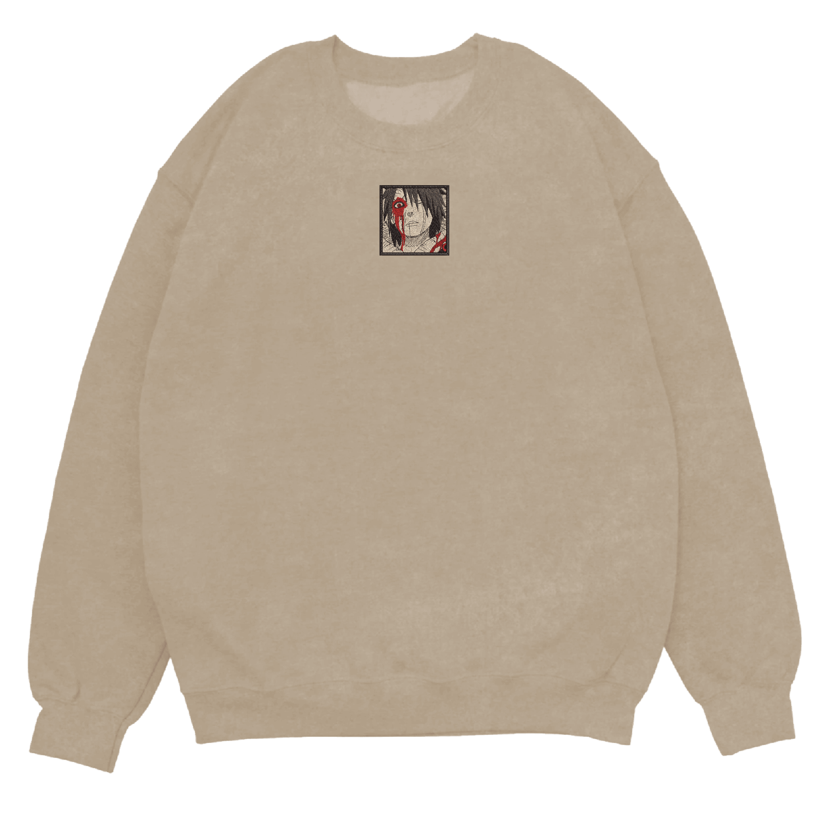 Obito’s Rage Art Embroidered Crewneck Sweatshirt 2 Obito's Rage Art Embroidered Sweatshirt Sand