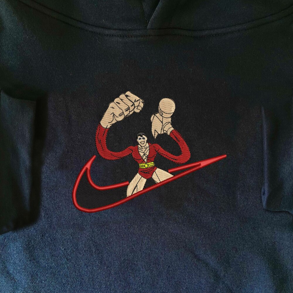 Plastic Man Embroidered Hoodie Navy (1)