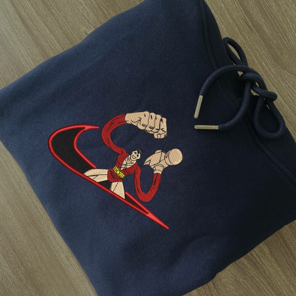 Plastic Man Embroidered Hoodie Navy (2)
